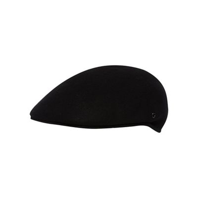 Black wool moulded flat cap